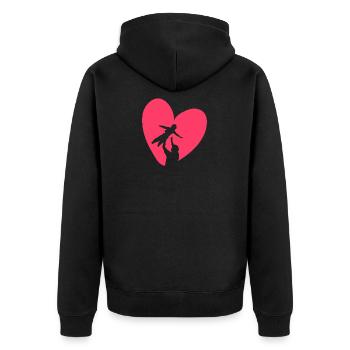 Papa und Sohn - Unisex Premium Bio Zip Hoodie - Schwarz - Hinten - Nico (187cm)