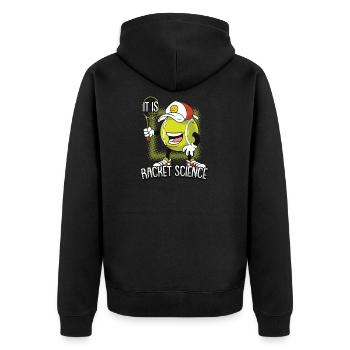 It Is Racket Science Lustiges Tennis für Tennis - Unisex Premium Bio Zip Hoodie - Schwarz - Hinten - Nico (187cm)