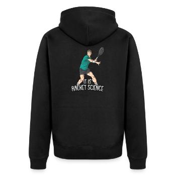 It Is Racket Science Lustiges Tennis für Tennis - Unisex Premium Bio Zip Hoodie - Schwarz - Hinten - Nico (187cm)