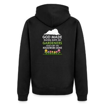 Gärtner - Unisex Premium Bio Zip Hoodie - Schwarz - Hinten - Nico (187cm)