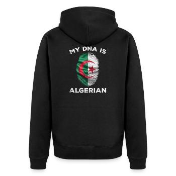 ALGERIA Finger Druck Flagge Meine DNA ist algerische Stolz - Unisex Premium Bio Zip Hoodie - Schwarz - Hinten - Nico (187cm)