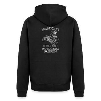 Motocross Fahren - Unisex Premium Bio Zip Hoodie - Schwarz - Hinten - Nico (187cm)