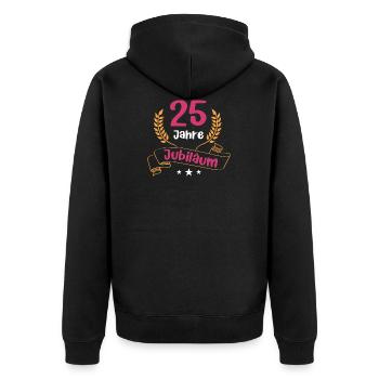 25 Jahre Jubiläum Firmenjubiläum Mitarbeiterin - Unisex Premium Bio Zip Hoodie - Schwarz - Hinten - Nico (187cm)