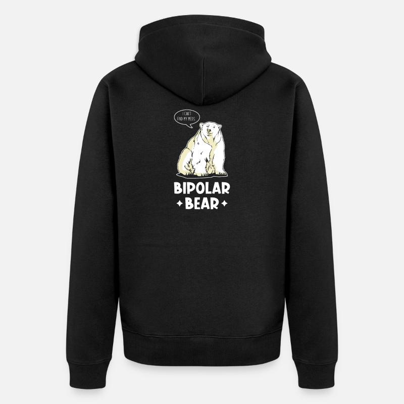Bipolar Bär - Unisex Premium Bio Zip Hoodie - Schwarz