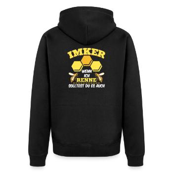 Imker Imkerei Lustiges Geschenk Biene Honig Spruch - Unisex Premium Bio Zip Hoodie - Schwarz - Hinten - Nico (187cm)