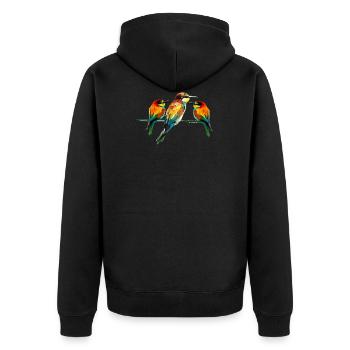 Polygonal Tier farbenfroh geometrie tiere Vogel - Unisex Premium Bio Zip Hoodie - Schwarz - Hinten - Nico (187cm)
