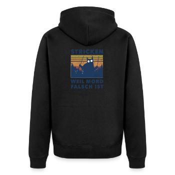 Stricken weil Mord falsch ist Katze Sarkasmus - Unisex Premium Bio Zip Hoodie - Schwarz - Hinten - Nico (187cm)