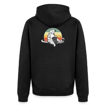 Cute cat knits pyjamas nightgown - Unisex Premium Organic Zip Hoodie - black - Back - Nico (187cm)