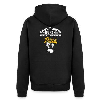 Ibiza Urlaub Urlaubsreise Reise Geschenk - Unisex Premium Bio Zip Hoodie - Schwarz - Hinten - Nico (187cm)