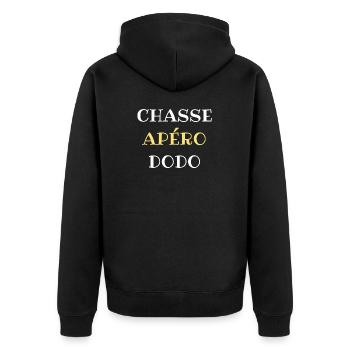 t shirt chasse apero dodo humour chasseur homme - Veste à capuche bio Premium Unisexe - noir - Dos - Nico (187cm)