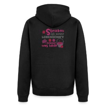 Stricken Strickerin Hobbystrickerin Geschenk - Unisex Premium Bio Zip Hoodie - Schwarz - Hinten - Nico (187cm)