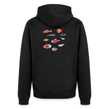 Fish variety fisherman or nature lover Geschen - Unisex Premium Organic Zip Hoodie - black - Back - Nico (187cm)