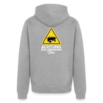 Achtung Bollerwagen Tour Vatertag Bier Saufen Tour - Unisex Premium Bio Zip Hoodie - Grau meliert - Hinten - Nico (187cm)