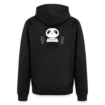 Panda - Unisex Premium Bio Zip Hoodie - Schwarz - Hinten - Nico (187cm)