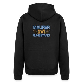 Maurer Rente - Unisex Premium Bio Zip Hoodie - Schwarz - Hinten - Nico (187cm)