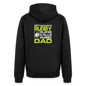 Rugby Papa - Veste à capuche bio Premium Unisexe - noir - Dos - Nico (187cm)