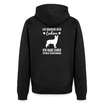 Weißer Schweizer Schäferhund Spruch - Unisex Premium Bio Zip Hoodie - Schwarz - Hinten - Nico (187cm)
