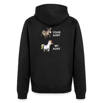 ma tante vs votre tante - Veste à capuche bio Premium Unisexe - noir - Dos - Nico (187cm)