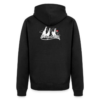BergDoktor Alm Wandern Berg Berge Geschenk - Unisex Premium Bio Zip Hoodie - Schwarz - Hinten - Nico (187cm)