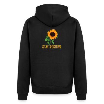 Sunflower stays positive - Unisex Premium Organic Zip Hoodie - black - Back - Nico (187cm)