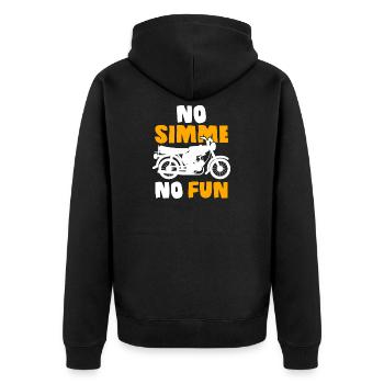 Schwalbenfahrer Schwalbe DDR Moped Nostalgie - Unisex Premium Bio Zip Hoodie - Schwarz - Hinten - Nico (187cm)
