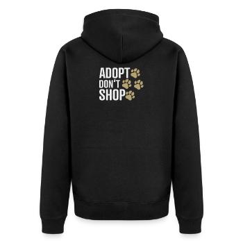 Adopt Don't Shop Shirt - Animal Rescue Paws - Unisex Premium Organic Zip Hoodie - black - Back - Nico (187cm)