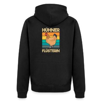 Hühner Flüsterin Huhn Mama - Unisex Premium Bio Zip Hoodie - Schwarz - Hinten - Nico (187cm)