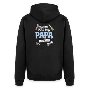 Papa Vater Lass das mal den Papa machen Vatertag - Unisex Premium Bio Zip Hoodie - Schwarz - Hinten - Nico (187cm)