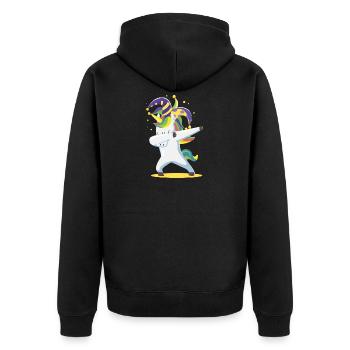Dabbing Unicorn Mardi Gras Funny Girls Kids Dab - Unisex Premium Bio Zip Hoodie - Schwarz - Hinten - Nico (187cm)