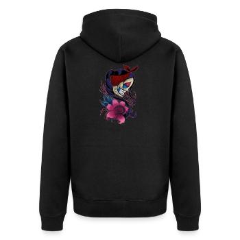 Zucker Schädel Mädchen Tag der Toten Geschenk - Unisex Premium Bio Zip Hoodie - Schwarz - Hinten - Nico (187cm)