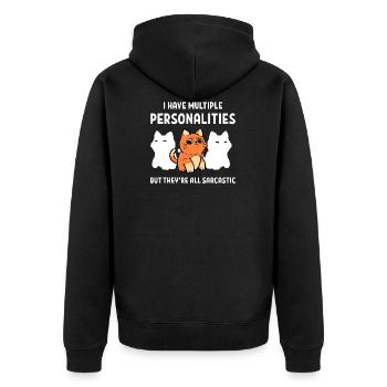several personalities Sarcastic and Moody Ges - Unisex Premium Organic Zip Hoodie - black - Back - Nico (187cm)