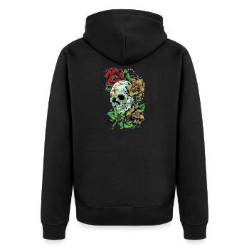 Zucker Schädel Tag der Toten Geschenk - Unisex Premium Bio Zip Hoodie - Schwarz - Hinten - Nico (187cm)