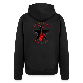 Saxophones ALL STAR - Veste à capuche bio Premium Unisexe - noir - Dos - Nico (187cm)