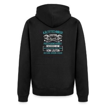 Kältetechniker Klimatechniker - Unisex Premium Bio Zip Hoodie - Schwarz - Hinten - Nico (187cm)