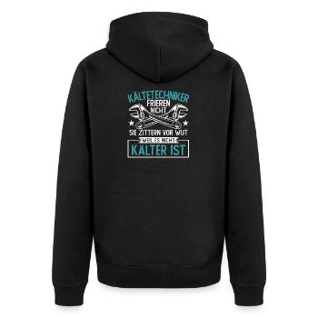 Kältetechniker Klimatechniker - Unisex Premium Bio Zip Hoodie - Schwarz - Hinten - Nico (187cm)