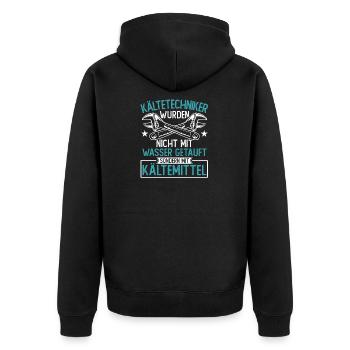 Kältetechniker Klimatechniker - Unisex Premium Bio Zip Hoodie - Schwarz - Hinten - Nico (187cm)