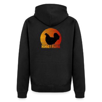 Hühner Mama retro - Unisex Premium Bio Zip Hoodie - Schwarz - Hinten - Nico (187cm)