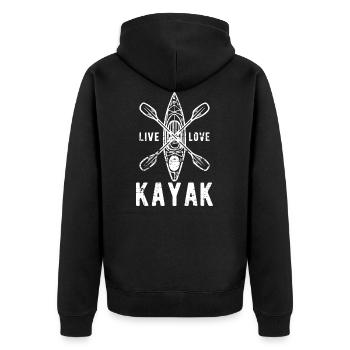 Kayakfahren Geschenk Lebe Liebe Kayak - Unisex Premium Bio Zip Hoodie - Schwarz - Hinten - Nico (187cm)