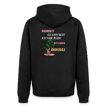 Lustiges Bonsai Sammler - Unisex Premium Bio Zip Hoodie - Schwarz - Hinten - Nico (187cm)