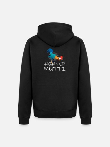Hühner Mutti Huhn - Unisex Premium Bio Zip Hoodie - Schwarz