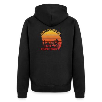 Trial Motorrad Spruch - Unisex Premium Bio Zip Hoodie - Schwarz - Hinten - Nico (187cm)