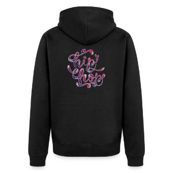 Hip Hop Rap Musik - Unisex Premium Bio Zip Hoodie - Schwarz - Hinten - Nico (187cm)