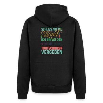 Tontechniker Frau Freundin Ehefrau - Unisex Premium Bio Zip Hoodie - Schwarz - Hinten - Nico (187cm)