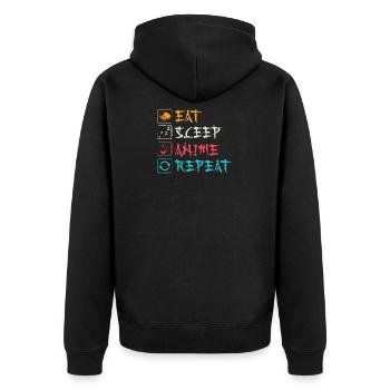 Japanese Anime Manga Eat Sleep Anime Repeat Design - Unisex Premium Organic Zip Hoodie - black - Back - Nico (187cm)