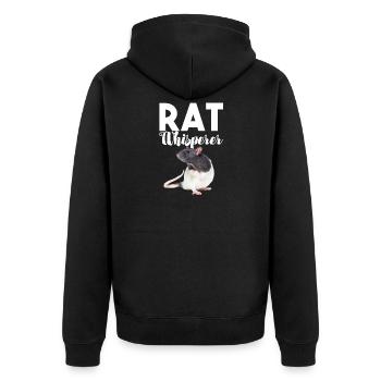 Rat Funny - Rat Whisperer - Unisex Premium Organic Zip Hoodie - black - Back - Nico (187cm)
