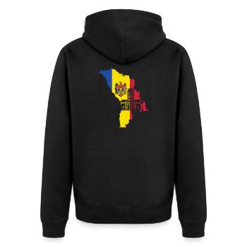 Moldawien Flagge - Unisex Premium Bio Zip Hoodie - Schwarz - Hinten - Nico (187cm)