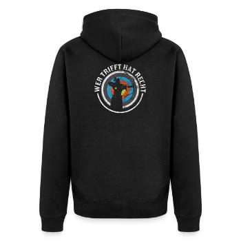 Bogenschiessen Bogenschütze Bogen Pfeil Langbogen - Unisex Premium Bio Zip Hoodie - Schwarz - Hinten - Nico (187cm)