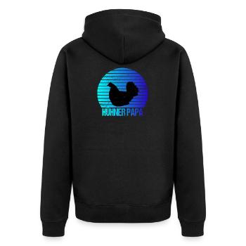 Hühner Papa Hühnerzüchter Hühnerstall - Unisex Premium Bio Zip Hoodie - Schwarz - Hinten - Nico (187cm)
