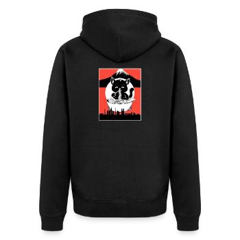 Vintage Ramen Cat Japanese Gift Kawaii - Unisex Premium Organic Zip Hoodie - black - Back - Nico (187cm)