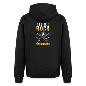 Rock Spruch lustig Rocker - Unisex Premium Bio Zip Hoodie - Schwarz - Hinten - Nico (187cm)